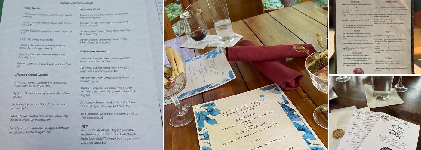 TreeTops Restaurant Menu