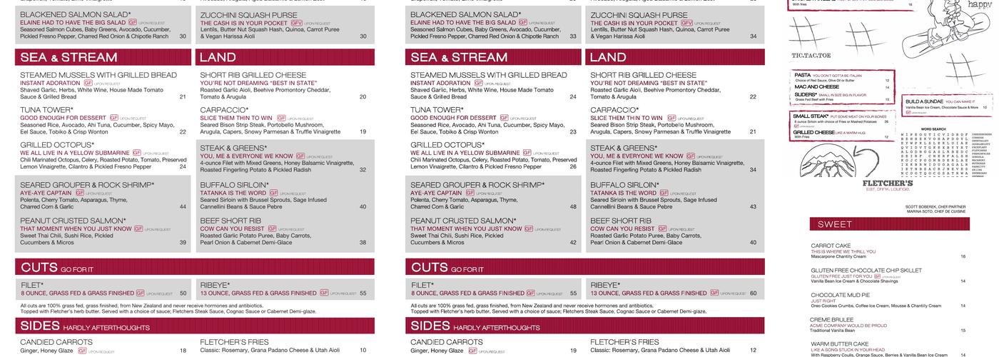 Fletcher's Menu