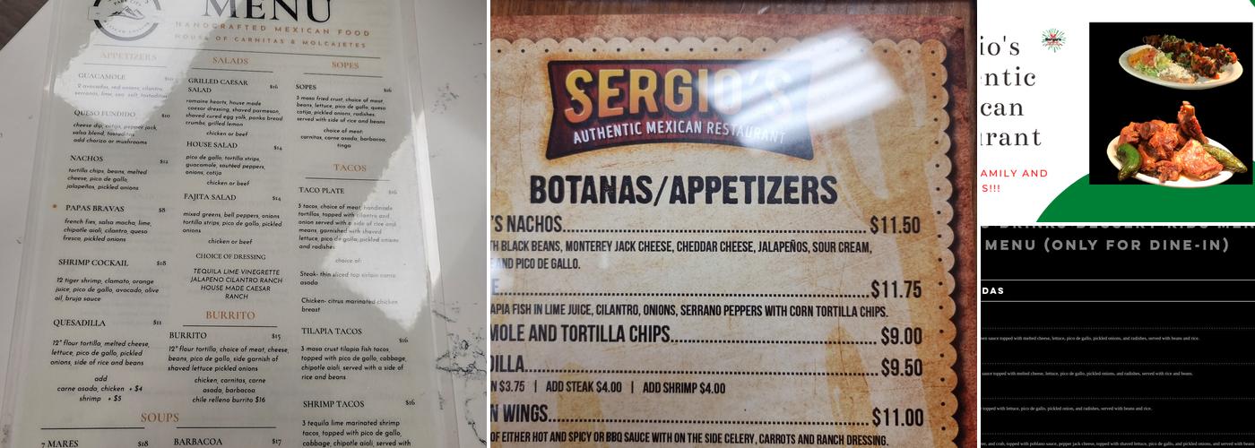 Sergio's Menu