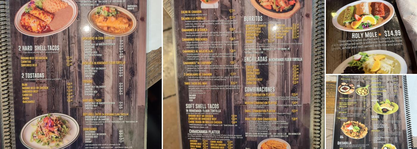 Maria's Méxican Grill Menu