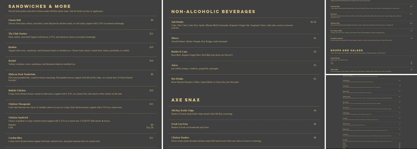 Broad Axe Menu