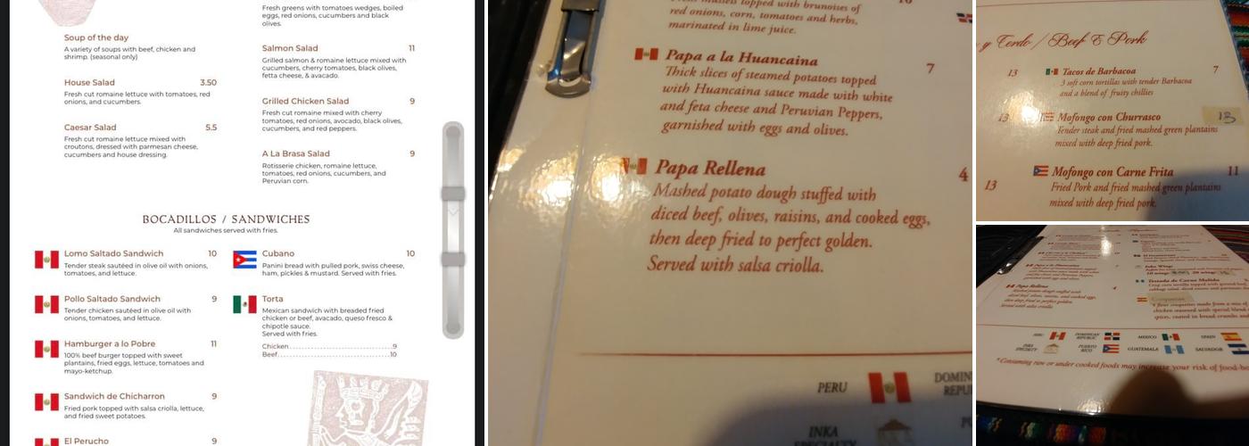 Inka Kitchen Menu