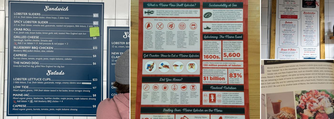 Freshies Lobster Park City Menu