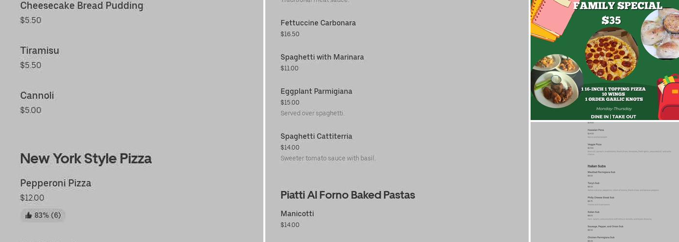 Pana Roma Pizza & Pasta Menu