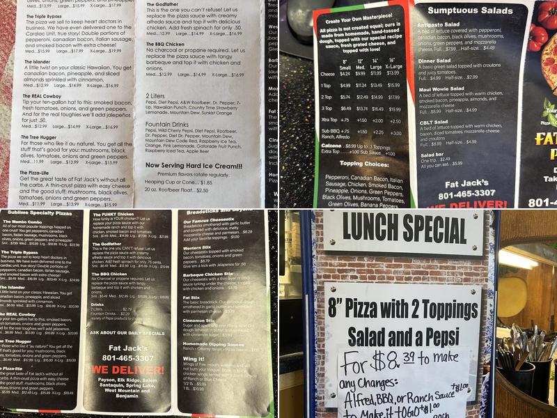 Fat Jack's Pizza Menu