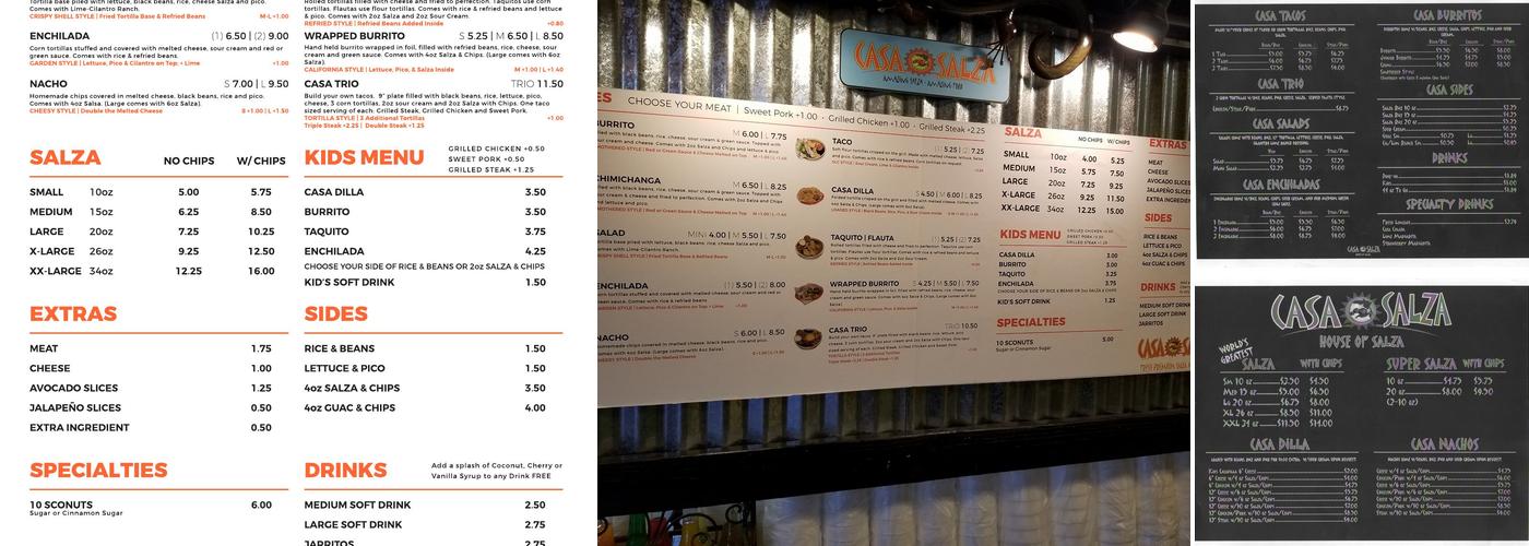 Casa Salza Menu