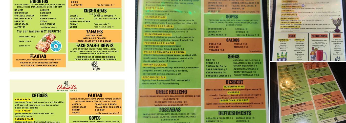 AutentiKa Mexican Grille Menu