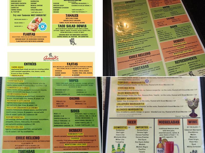 AutentiKa Mexican Grille Menu