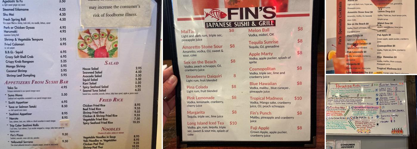 Fin's Japanese Sushi & Grill Menu