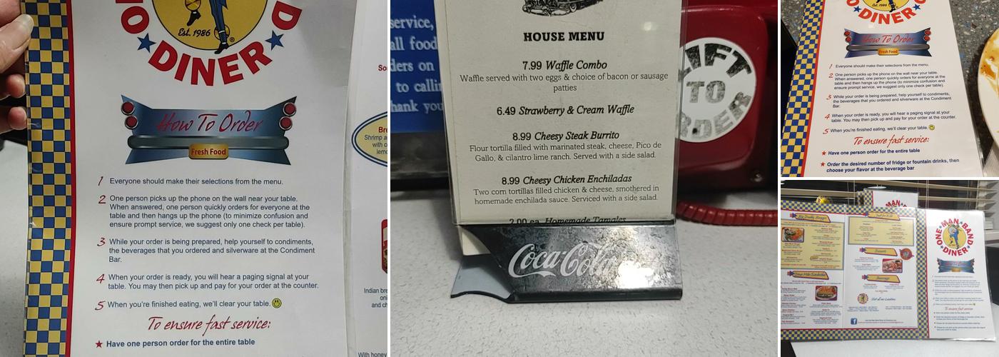 One Man Band Diner Menu