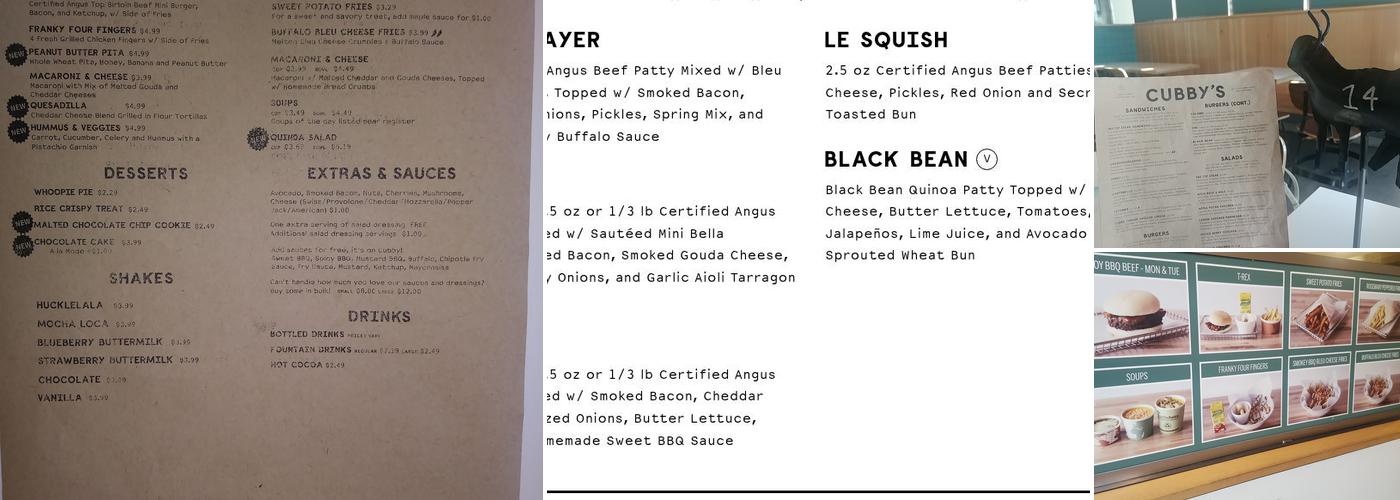 Cubby's Menu