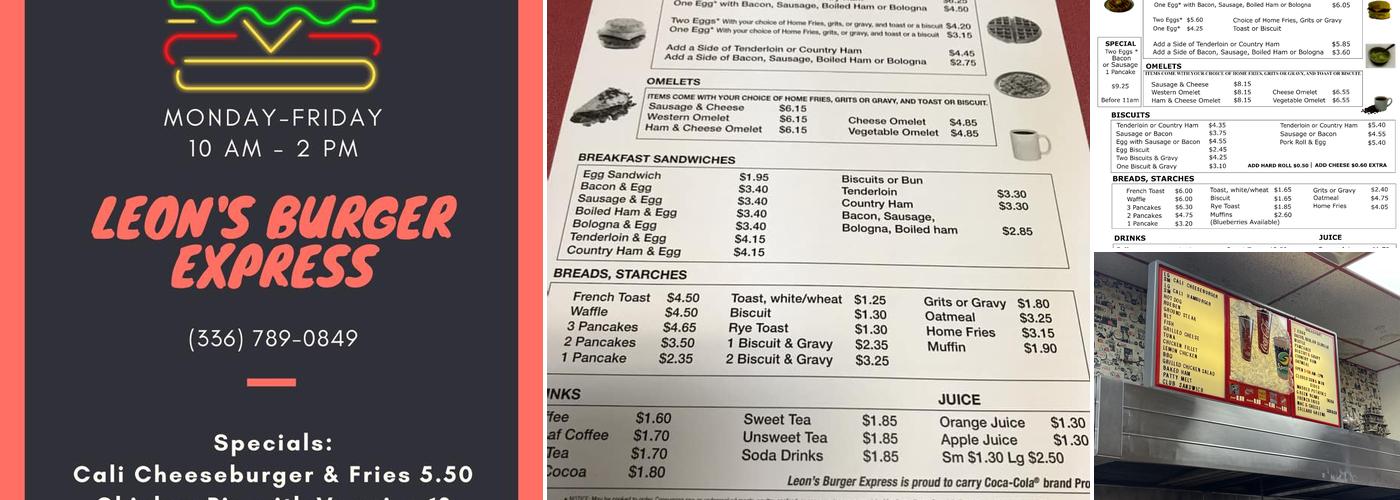 Leon's Burger Express Menu