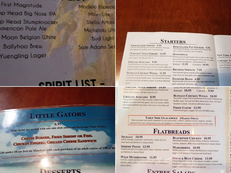 Ballyhoo Grill Menu