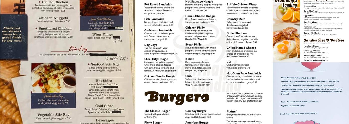 Grantham's Landing Menu