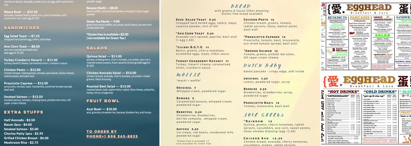 Egghead Cafe - Espresso Bar Menu