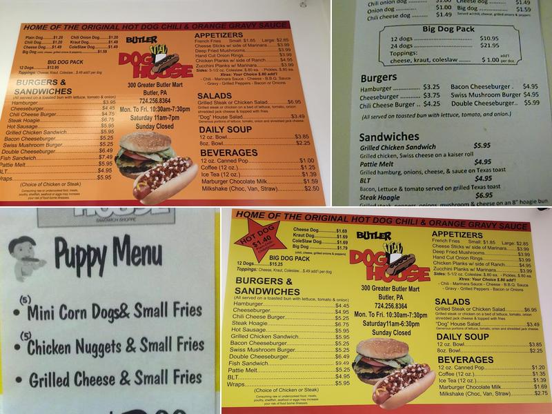 Butler Dog House Menu