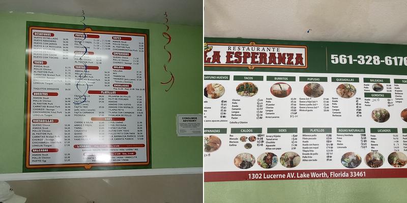 Restaurante LA ESPERANZA Menu