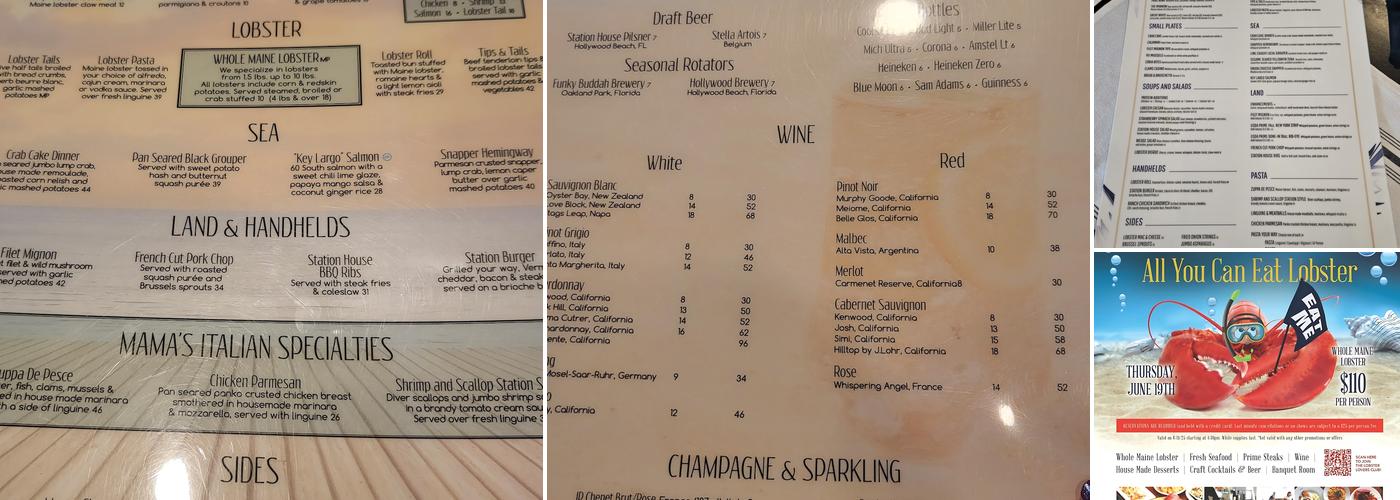 The Station House Restaurant Menu