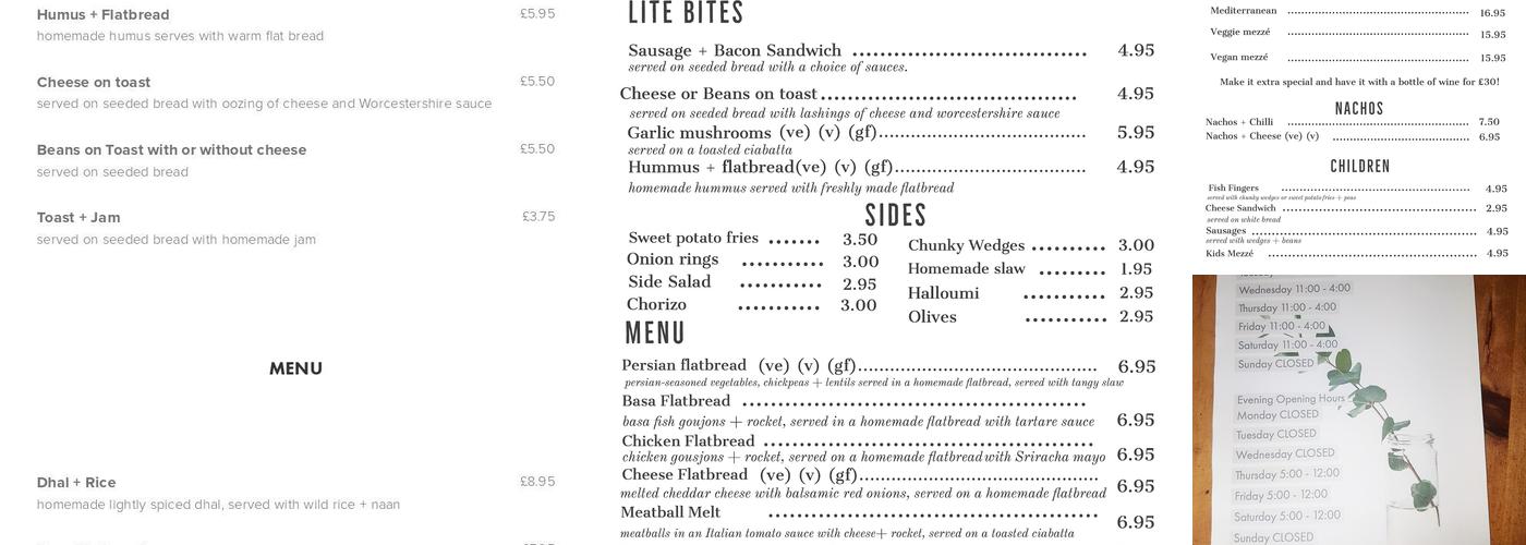 The Button Warehouse Menu
