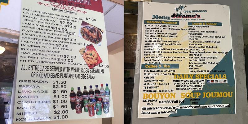 Jerome's Best Caribbean Food Menu