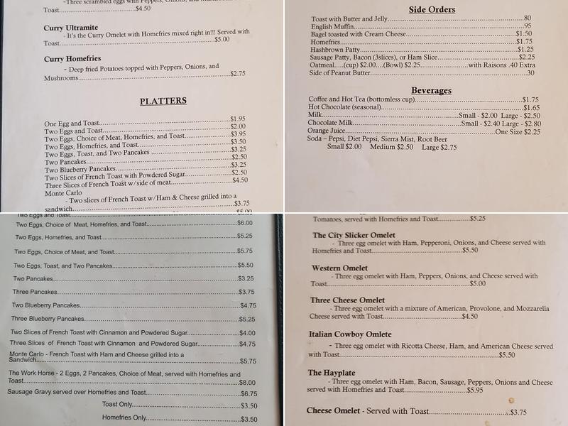 The White Horse Menu