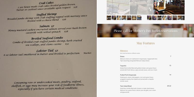 Summit View Restaurant Menu