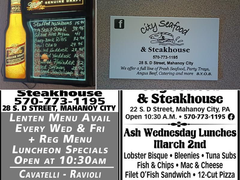 City Seafood and Steak House Menu