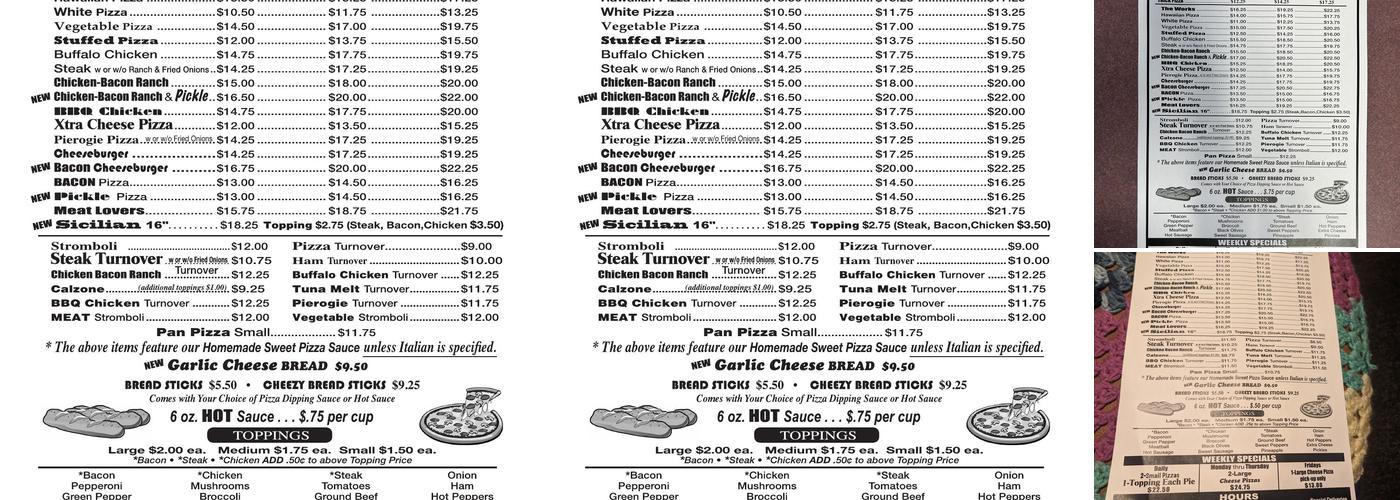 The Pizza Place Menu