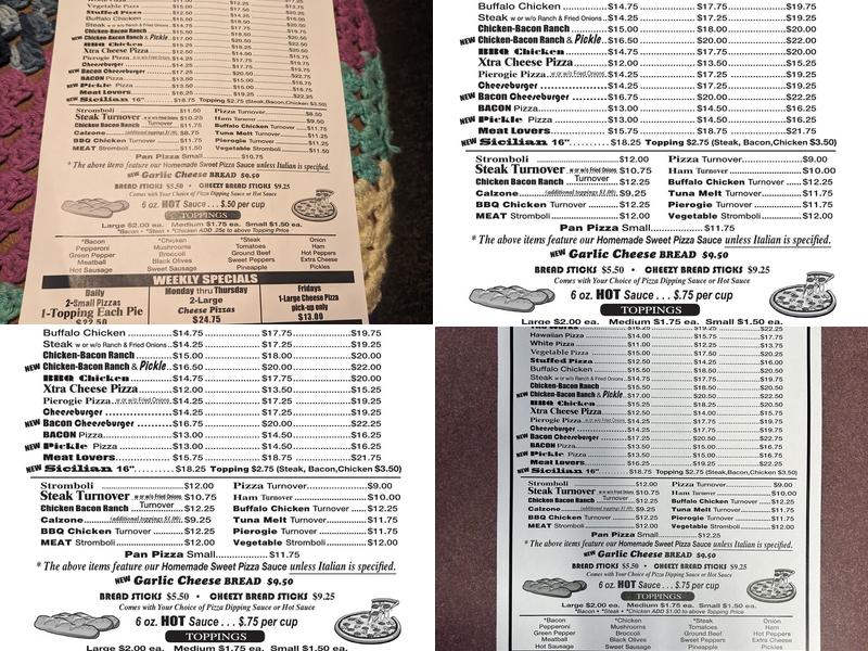 The Pizza Place Menu