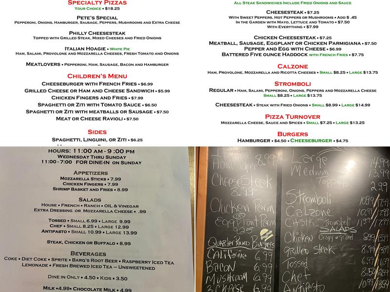 Pete's Restaurant & Pizzeria Menu