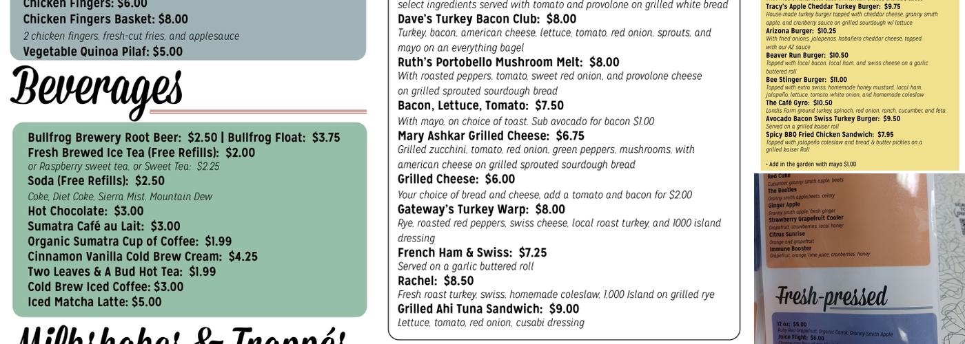 Kathy's Cafe Menu
