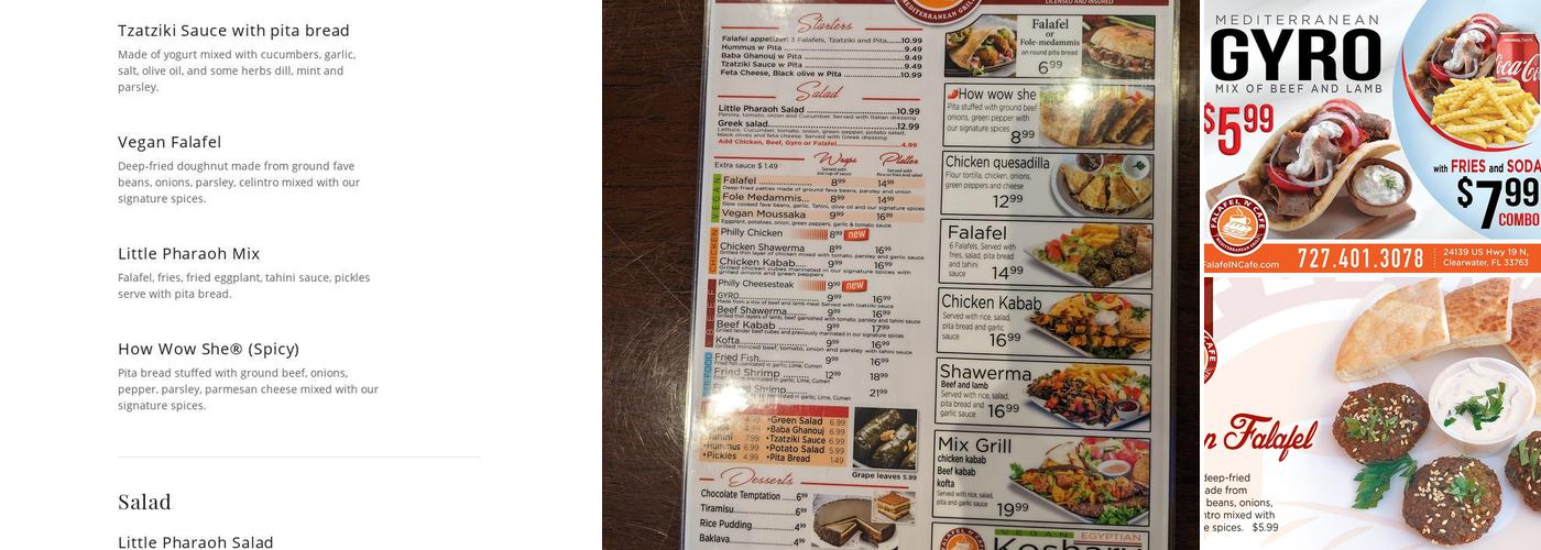 Falafel N Cafe restaurant and patio bar Menu