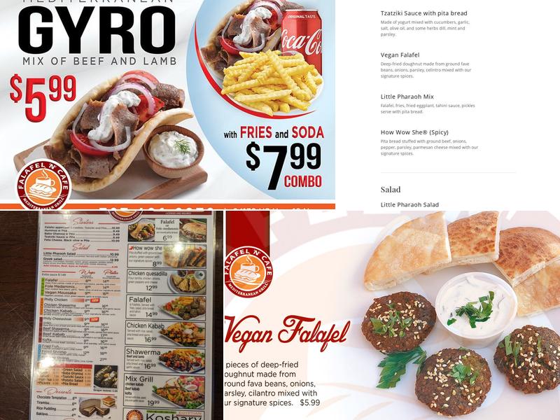 Falafel N Cafe restaurant and patio bar Menu