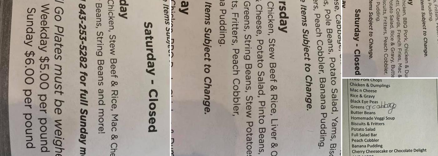 The Shed Restaurant Menu