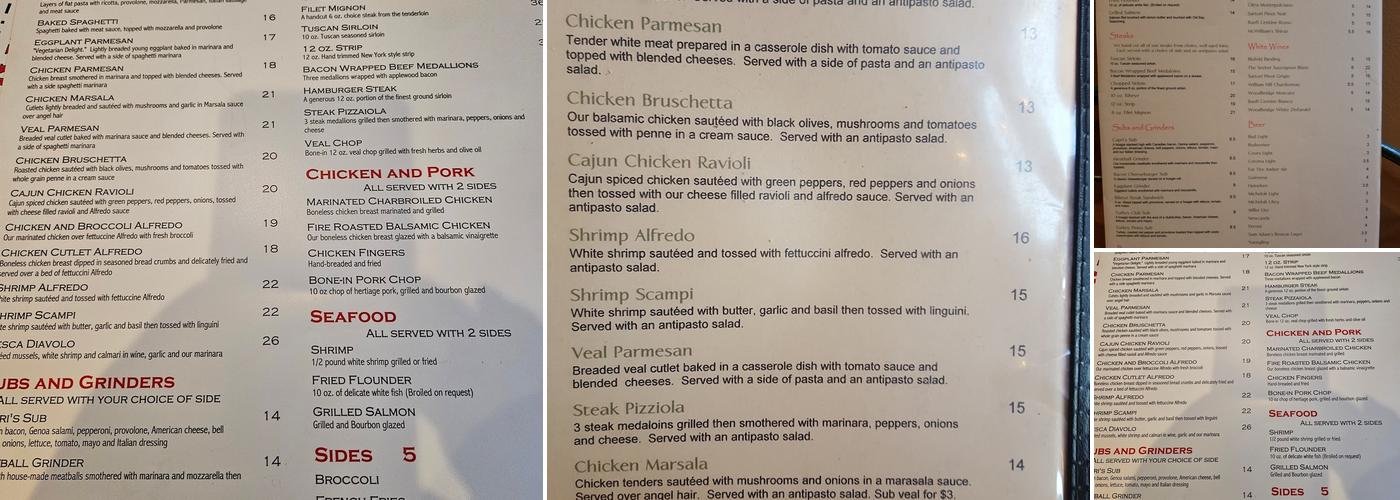 Capri's Italian Restaurant Menu