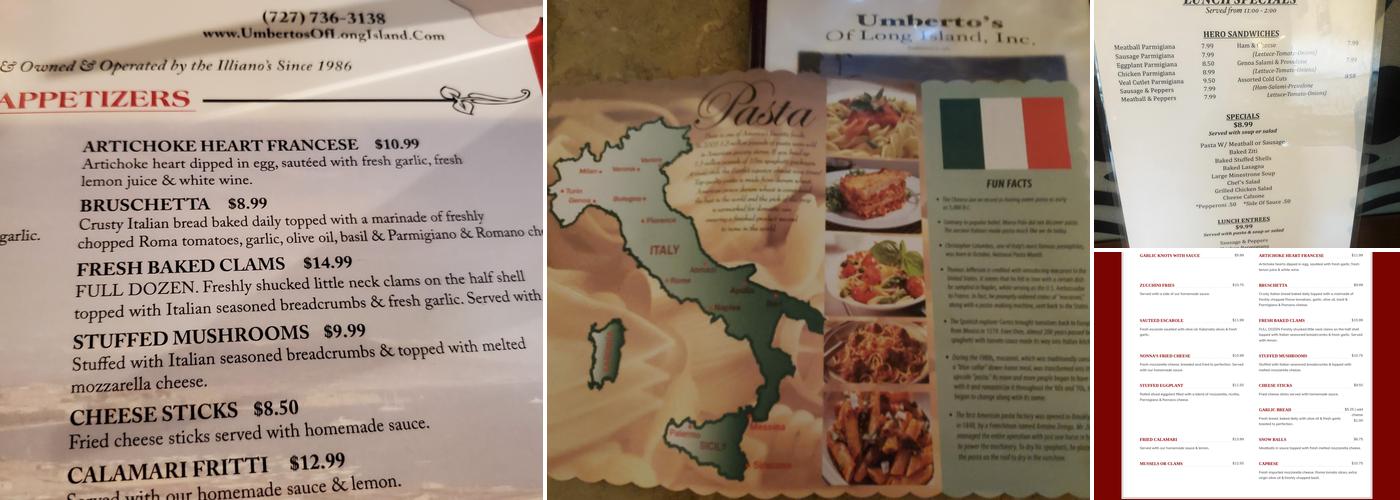 Umberto's of Long Island Menu