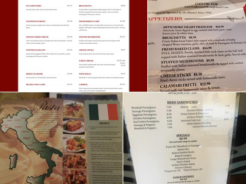 Umberto's of Long Island Menu