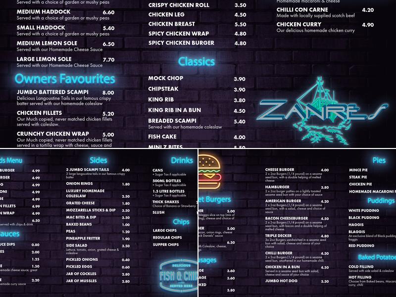 Cafe Zanre Menu