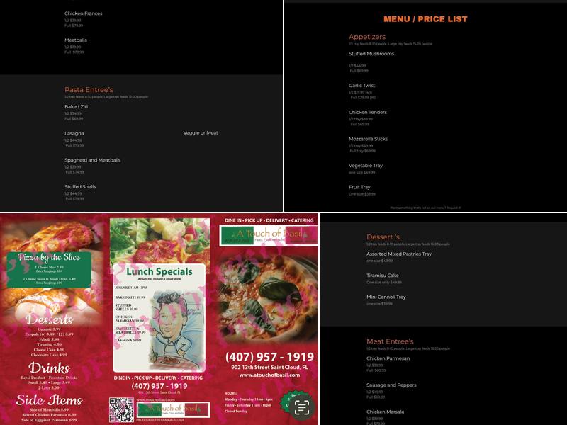 A Touch Of Basil St. Cloud Menu