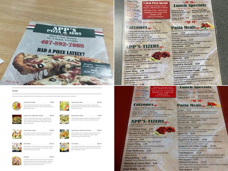 Apps Pizza Menu