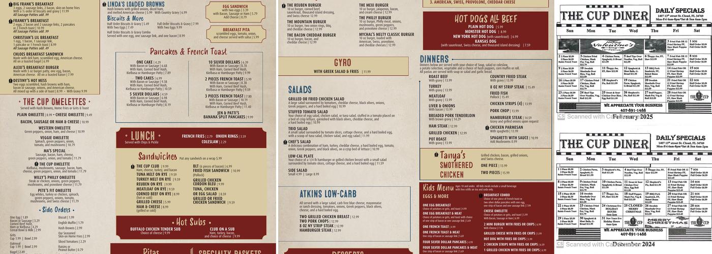 The Cup Diner Menu