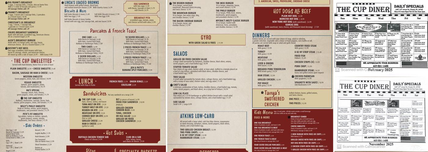 The Cup Diner Menu