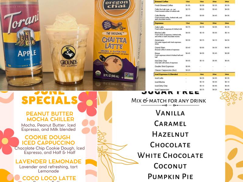 Grounds for Coffee Sunset Menu