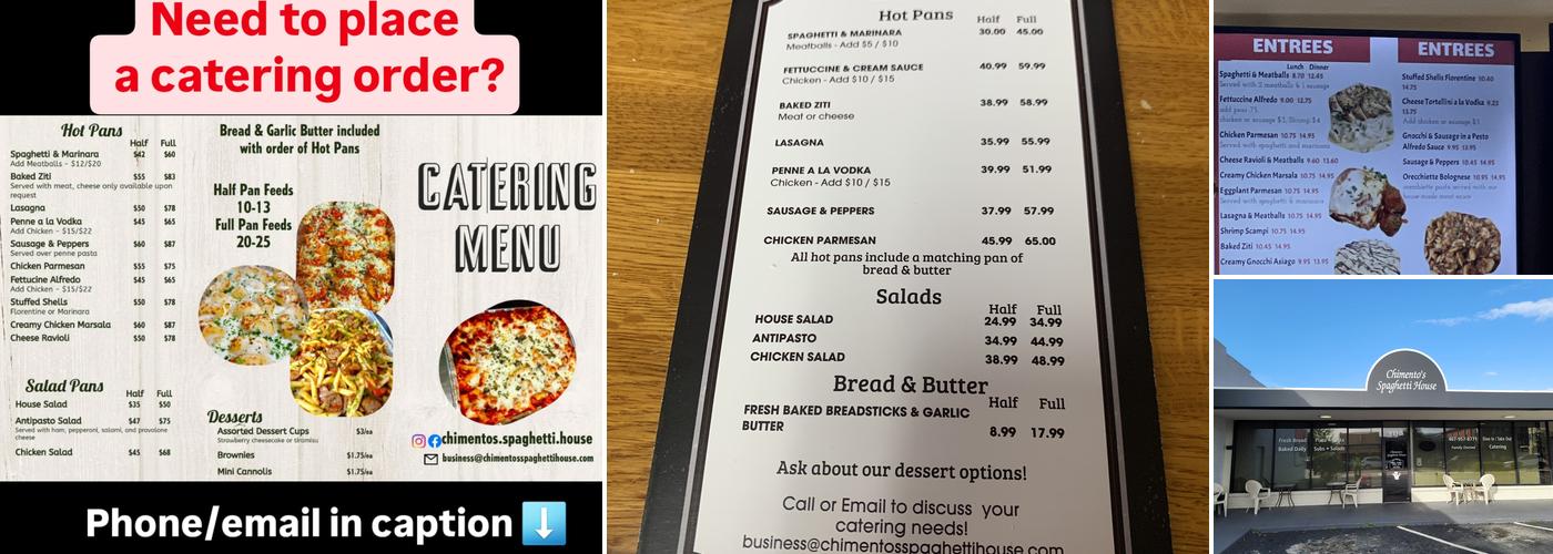 Chimento's Spaghetti House Menu