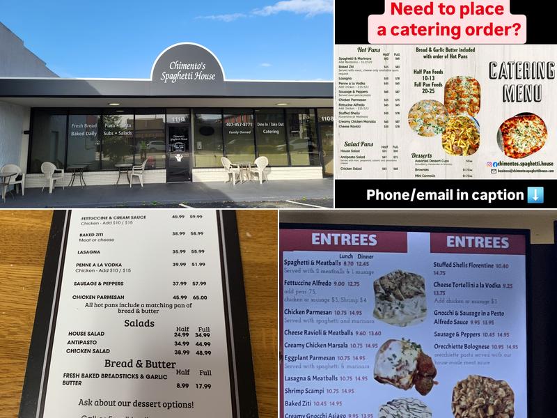 Chimento's Spaghetti House Menu