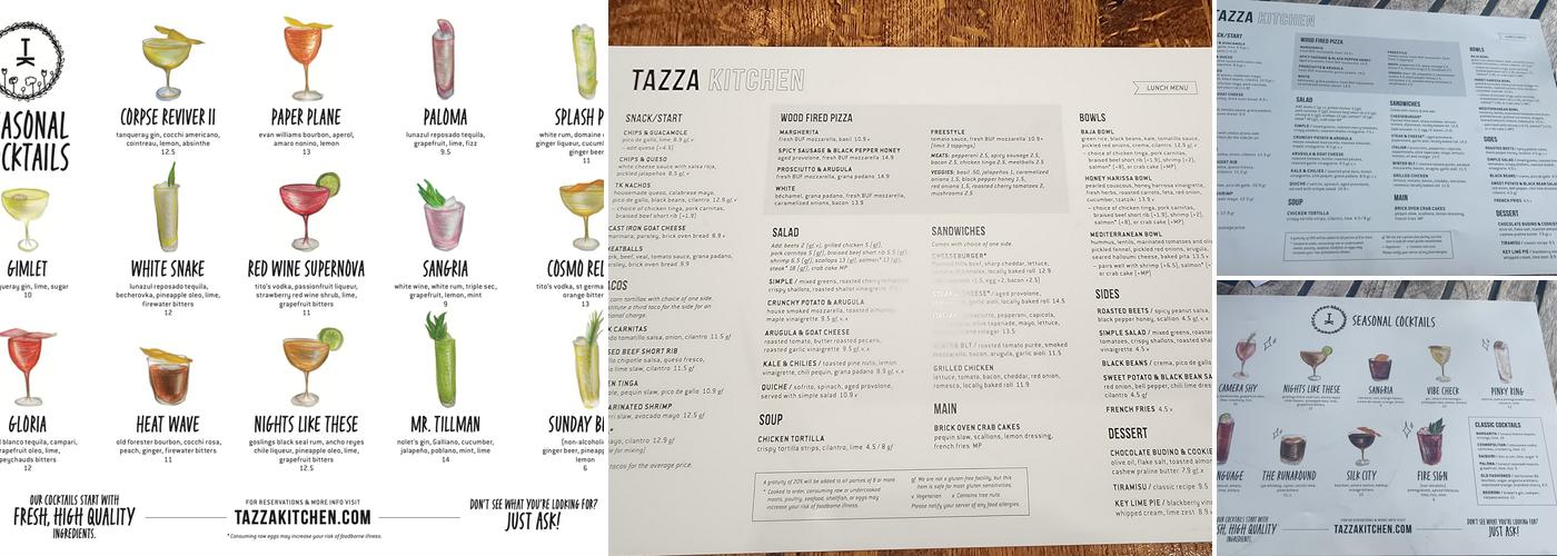Tazza Kitchen Trenholm Plaza Menu