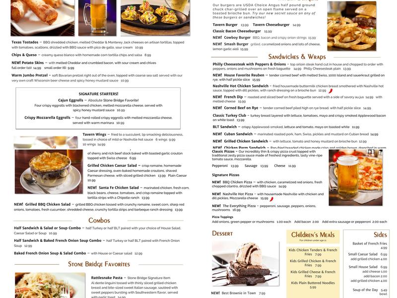 Stone Bridge Tavern Menu