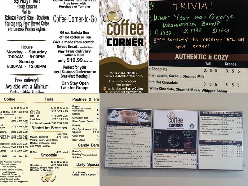 Coffee Corner Menu