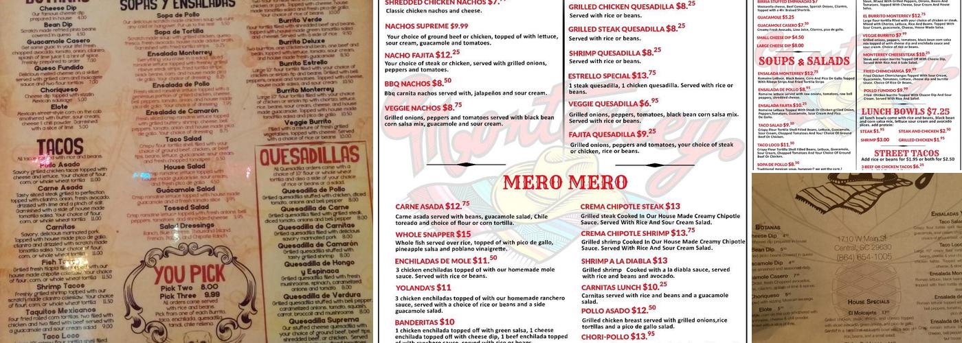 Monterrey of Clemson Menu
