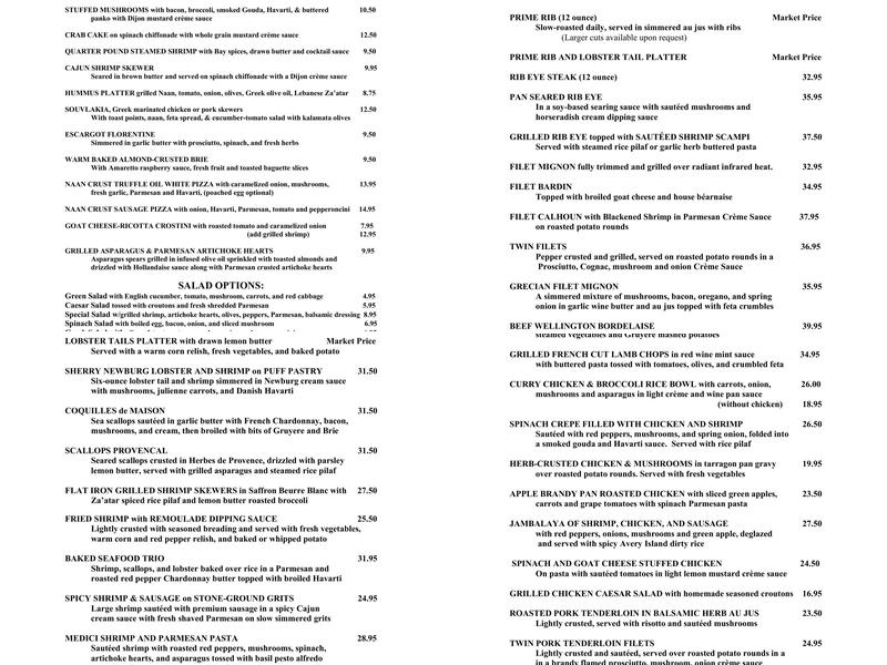 Calhoun Corners Restaurant Menu